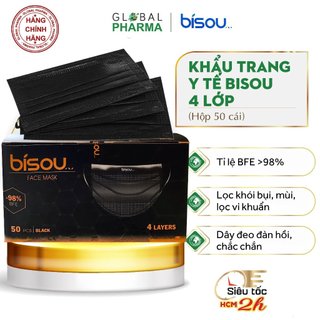 Khẩu trang y tế 4 lớp Bisou người lớn