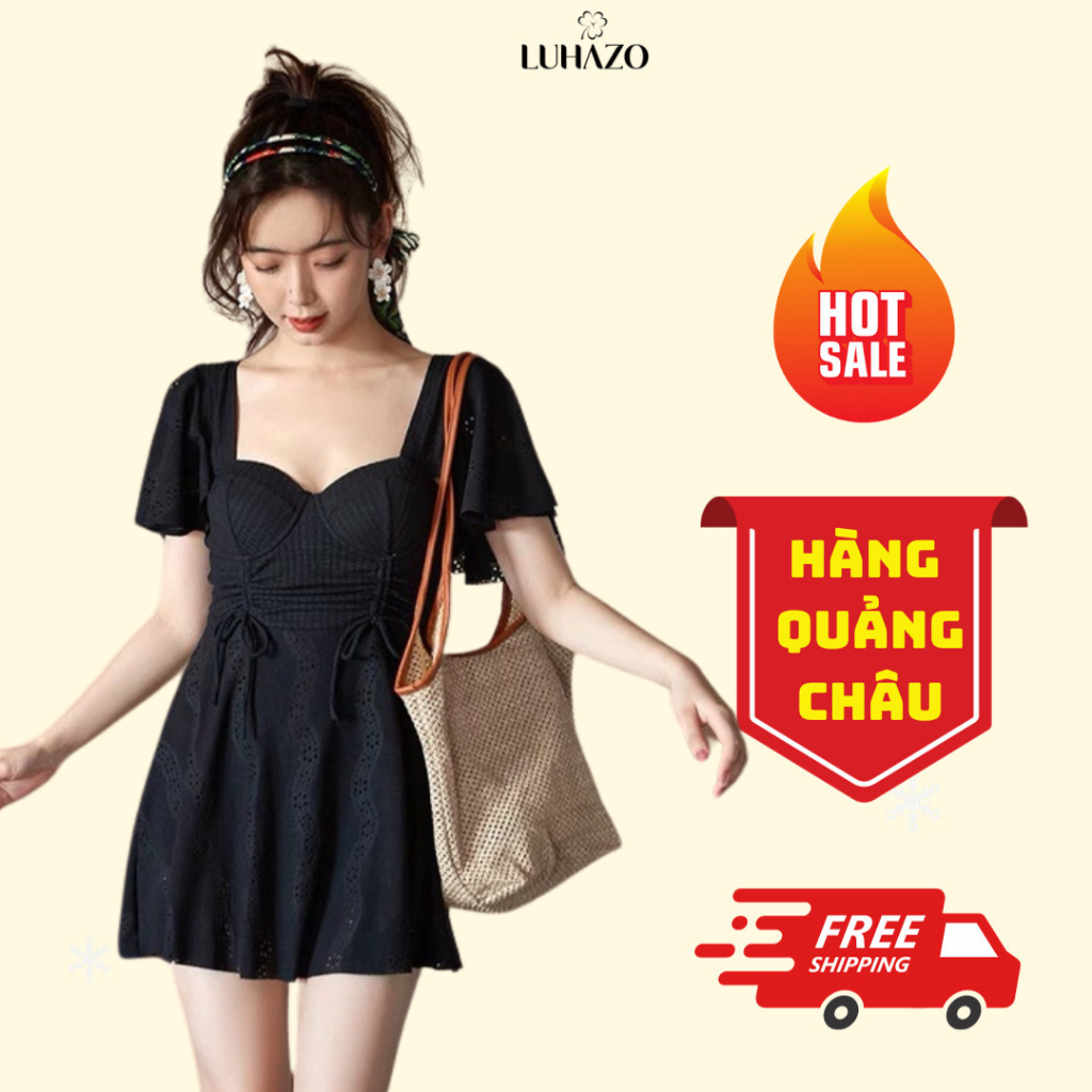 Bikini nữ kín đáo dạng váy đi biển bigsize oversise liền thân kiểu Hàn Quốc LUHAZO hàng Quảng Châu mẫu mới đẹp 9032 A-3