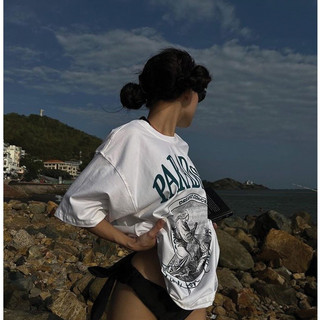 Áo thun nữ 511QIEN MAISON-PARADISE , áo phông basic hiện đại cá tính chất cotton dày dặn oversize