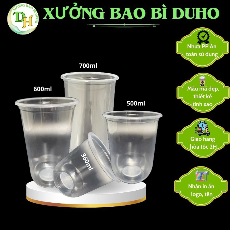 [Gía Xưởng] Lốc 50 Ly Nhựa PP Trơn Dày Dặn 360ml,500ml,600ml,700ml Ly Nhựa Dùng 1 Lần #