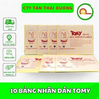 10 BẢNG NHÃN DÁN TOMY CÓ SẴN LỚP KEO - ĐỦ MỌI KÍCH CỠ