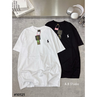 (Hương Muối) Áo phông thêu ngựa có bo cổ form rộng - chất cotton 2 chiều hàng xưởng