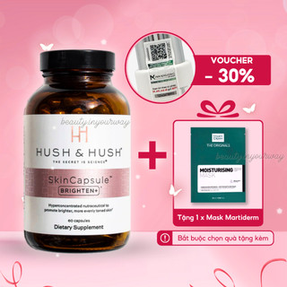 Viên uống trắng da hush & hush giúp sáng đều màu da, mờ thâm nám skincapsule brighten+ 60 viên