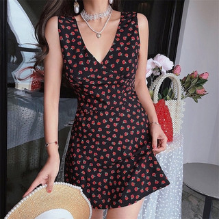 [ HÀNG ĐẶT TRƯỚC] Đầm hoa mini cổ tim #1182