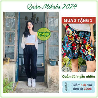 Quần Alibaba 🌈Màu đen 🌈 quần lanh một màu đen trơn phom to ống bo nam nữ 40 - 80kg