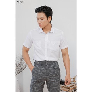  Áo sơ mi tay ngắn AKUBA nam chất vải tây form dáng ôm slimfit 01M0243