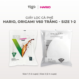 Giấy Lọc Cà Phê Hario, Origami V60 Trắng Size 1-2