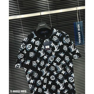 Áo Phông Nam Nữ , Áo thun L.V phối hoạ tiết monogram chất liệu cotton khô form rộng dáng unisex cực đẹp hot 2024