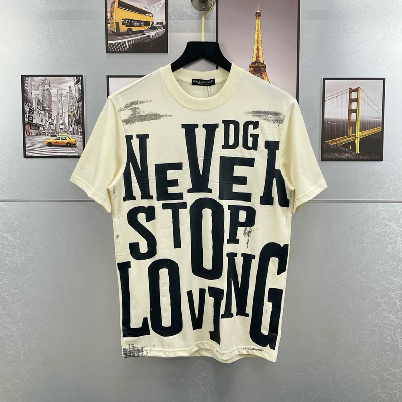 Áo phông nam nữ Premium Cotton in hoạ tiết chữ Dolce Never Stop Loving phối loang trái tim lưng cực hot trend 2024