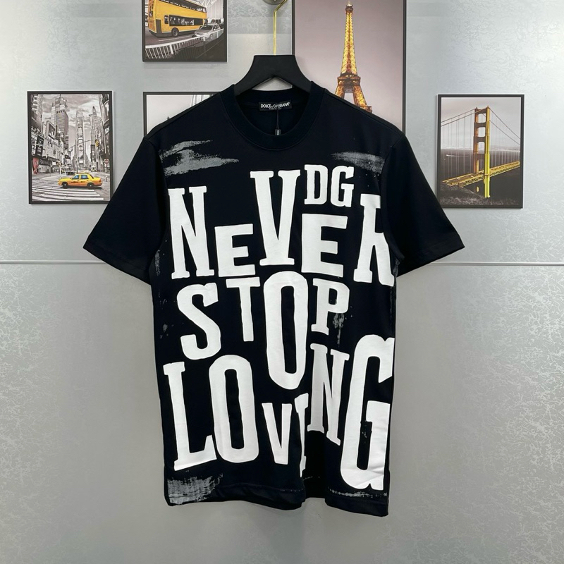 Áo phông nam nữ Premium Cotton in hoạ tiết chữ Dolce Never Stop Loving phối loang trái tim lưng cực hot trend 2024