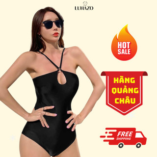 Bikini 1 mảnh yếm hở lưng đồ bơi đi biển liền thân che bụng LUHAZO sexy Hàn Quốc nâng ngực 2558 D-3