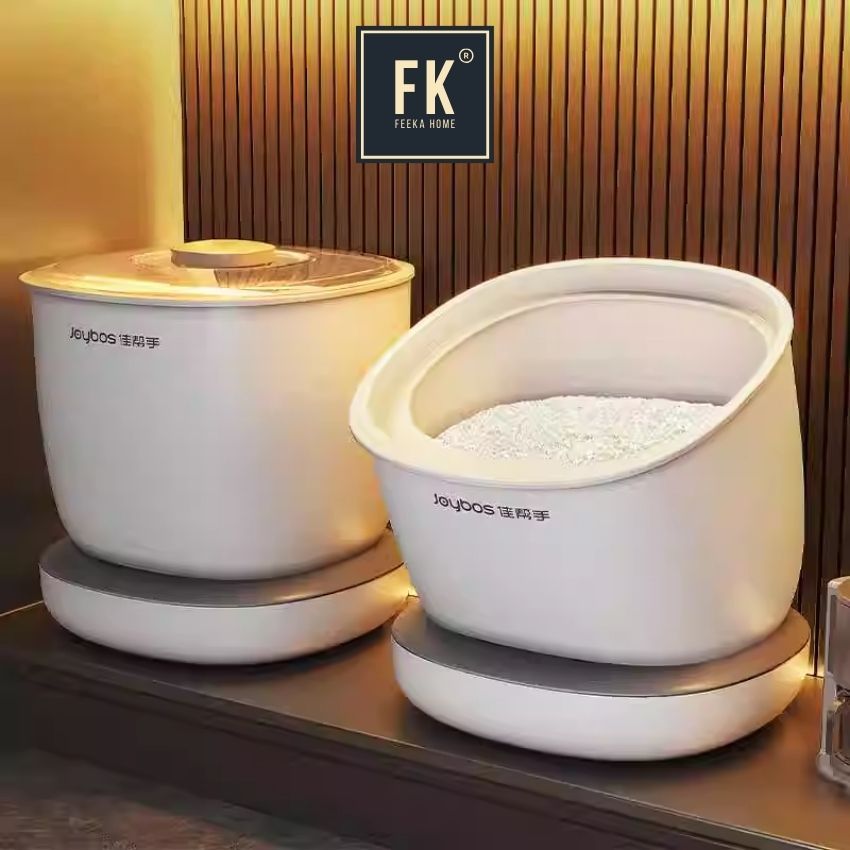 Thùng đựng gạo thông minh 5 - 10kg FEEKA nhựa cao cấp, hộp đựng gạo có gioăng silicon chống mối mọt