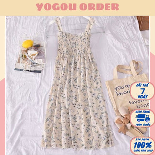 Váy ngủ in hoạ tiết hoa nhiều màu lựa chọn có bo chun sau lưng có dãn thoải mái- Yogou Order