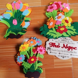 Set 3 khóm hoa cao 25cm bằng nỉ siêu đẹp- đồ chơi bằng nỉ