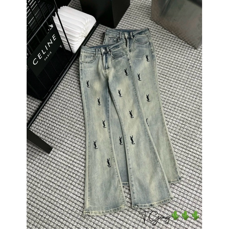 Quần jeans ống loe, quần jeans lưng cao hoạ tiết hot 2033 | BigBuy360 - bigbuy360.vn