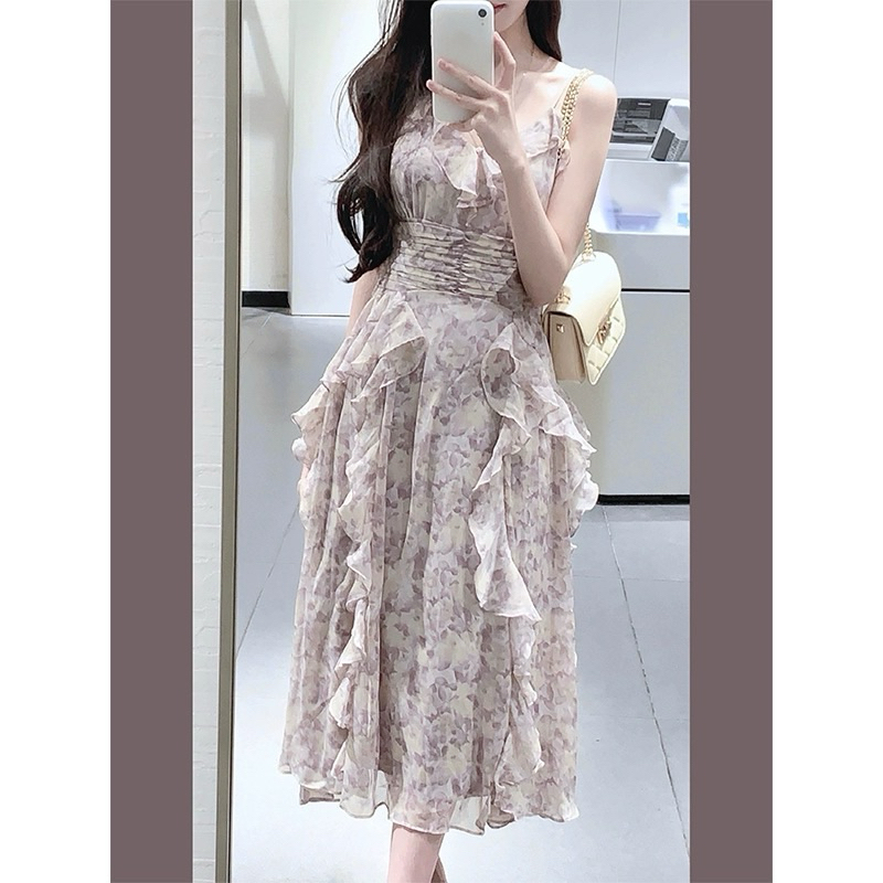 Váy Đầm Hai Dây Voan Hoa Nhí Dáng Dài Thắt Eo Phối Bèo Xinh Xắn Phong Cách Tiểu Thư, Đầm Maxi Đi Du Lịch Đi Biển | BigBuy360 - bigbuy360.vn