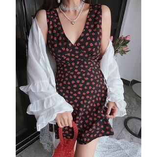 [ HÀNG ĐẶT TRƯỚC] Đầm hoa mini cổ tim #1182