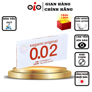 Bao cao su Sagami 002 siêu mỏng non latex hộp 2c