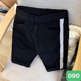 Quần short jean nam phối sọc chất jean cotton quần bò lửng nam qs090