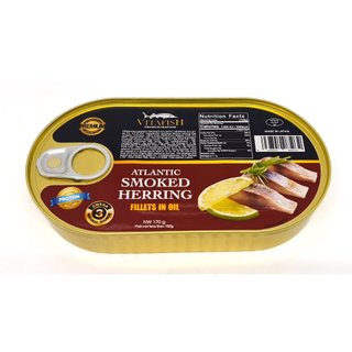 Phi lê cá trích đại tây dương hun khói ngâm dầu đóng hộp hiệu vitafish loại premium 170g
