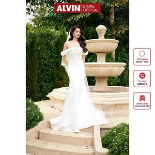 Đầm Dự Tiệc Dáng Ôm Body Dài Hở Ngang Vai Cúp Ngực Phối Hoa Alvin Store 2940