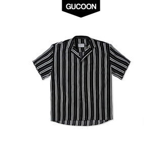 Áo sơ mi tay lỡ Gucoon, Áo Cuban Shirt kẻ dọc màu đen