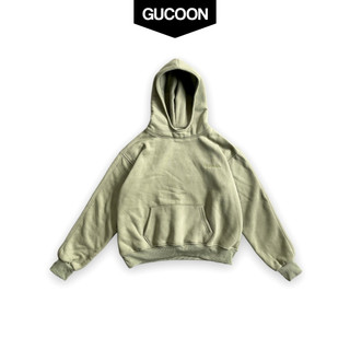 Áo Hoodie Boxy Gucoon (Boxy/Crop) Xanh Olive, Áo Hoodie nỉ dày dặn đứng form