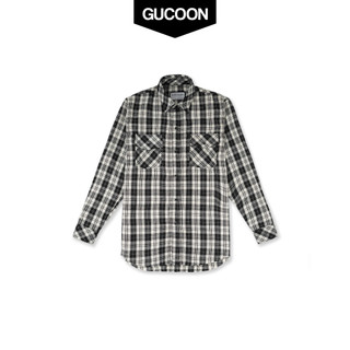Áo Sơ Mi Nam Nữ Kẻ Caro Unisex Form Rộng Big Size, Áo Sơ Mi Kẻ Sọc Flannel Shirt Gucoon Đen Trắng