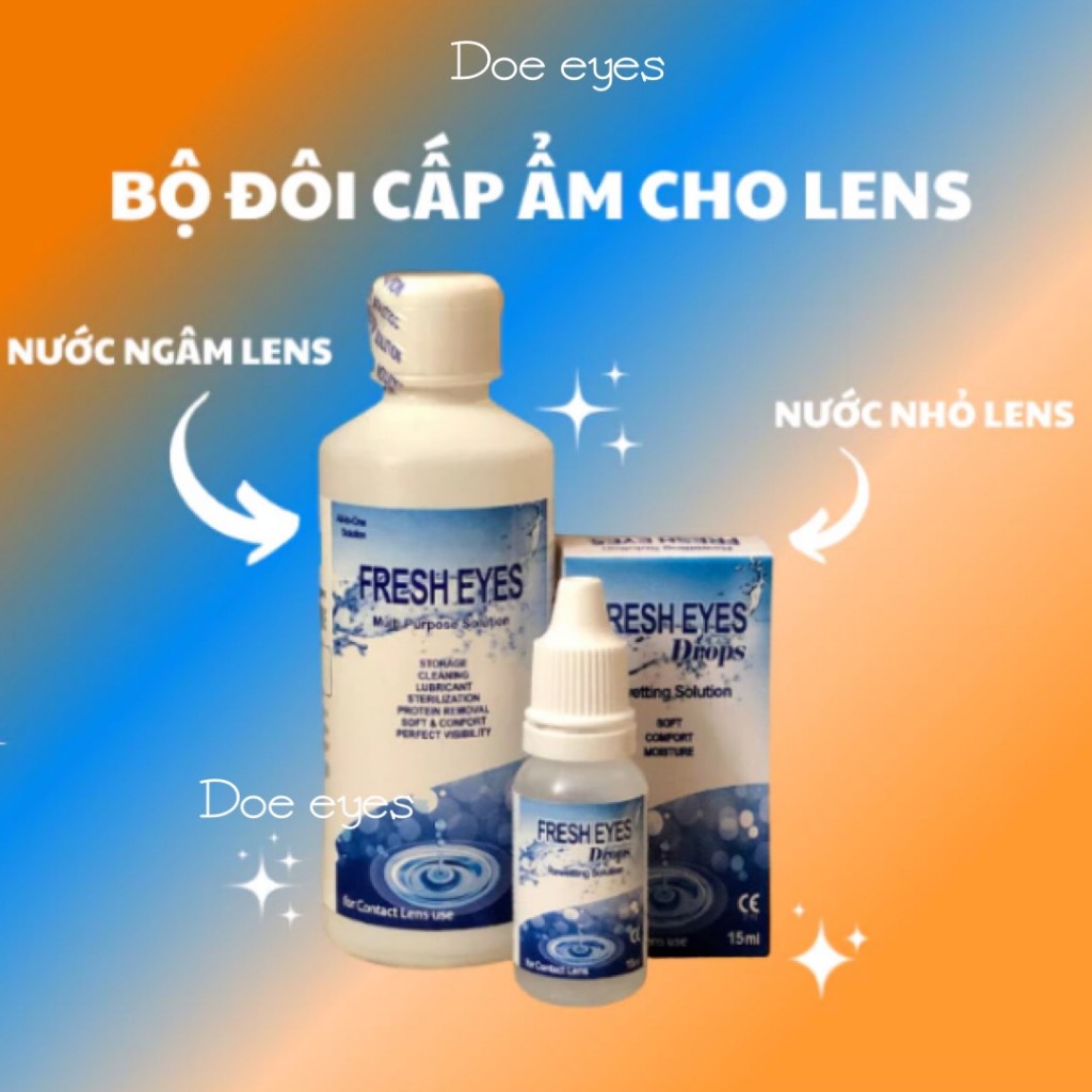 Nước Ngâm Lens Và Nhỏ Mắt Lens DOE EYES Bộ Sản Phẩm Vệ Sinh Kính Áp Tròng