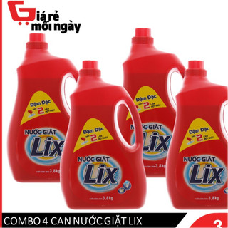 COMBO 4 Chai Nước giặt LIX Đậm đặc (Đỏ) 3.6KGX4