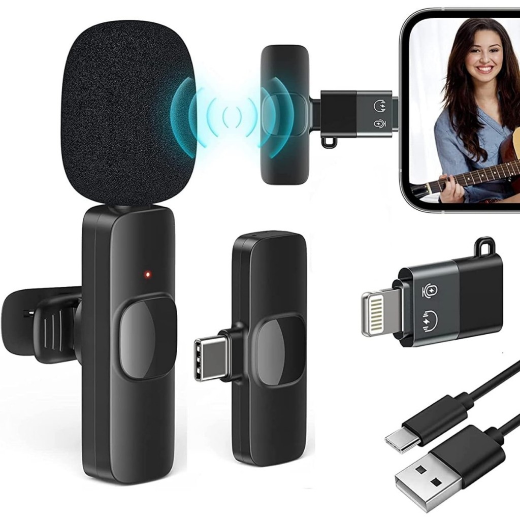 Micro Thu Âm K9 ( 2 Micro ) 2 Cổng Type-c, Lightning Chính Hãng