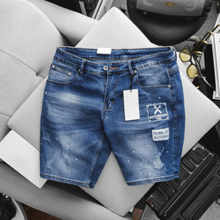Quần short bò nam jean co dãn big size từ 55-130kg in hoạ tiết ôm dáng ngang gối hàng VNXK xịn
