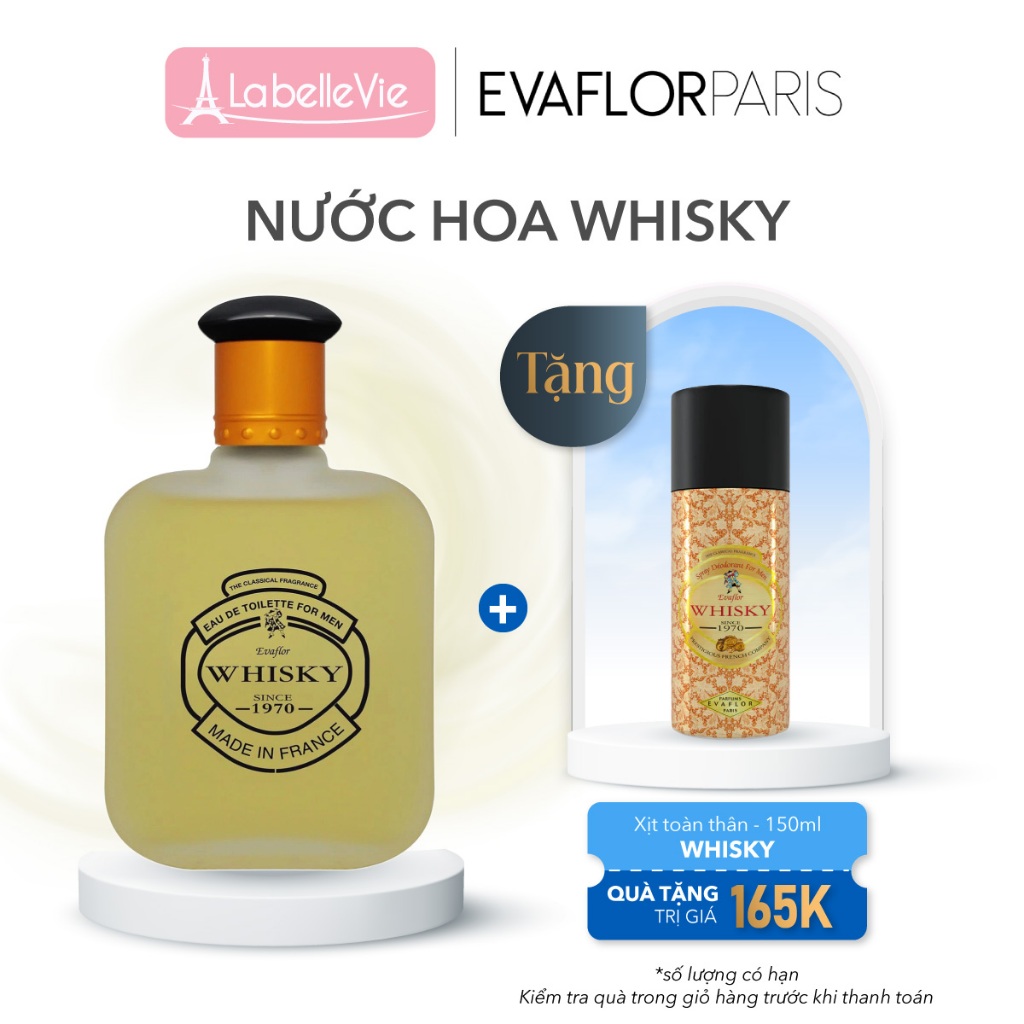 Nước hoa nam Evaflor Whisky For Men chính hãng Pháp hương thơm thanh lịch, tinh tế (50ml, 100ml)