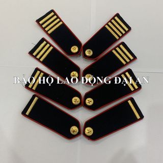 Cặp cầu vai, quân hàm bảo vệ nền xanh đen, gạch đồng, sao đồng (1 cặp)