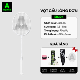 [TẶNG QUÀ] 1 Vợt cầu lông đơn cao cấp Agnite, khung 100% CARBON, khớp nối liền siêu bền nhẹ phù hợp luyện tập và thi đấu