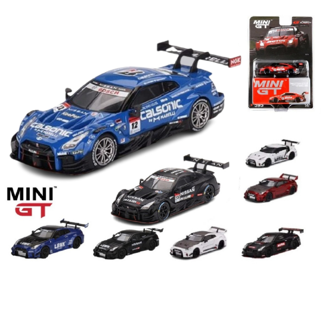 Mô hình xe Nissan GT R nismo GT500 230 card, #23 red card, #12 Calsonic Team Impul card 1:64 Minigt