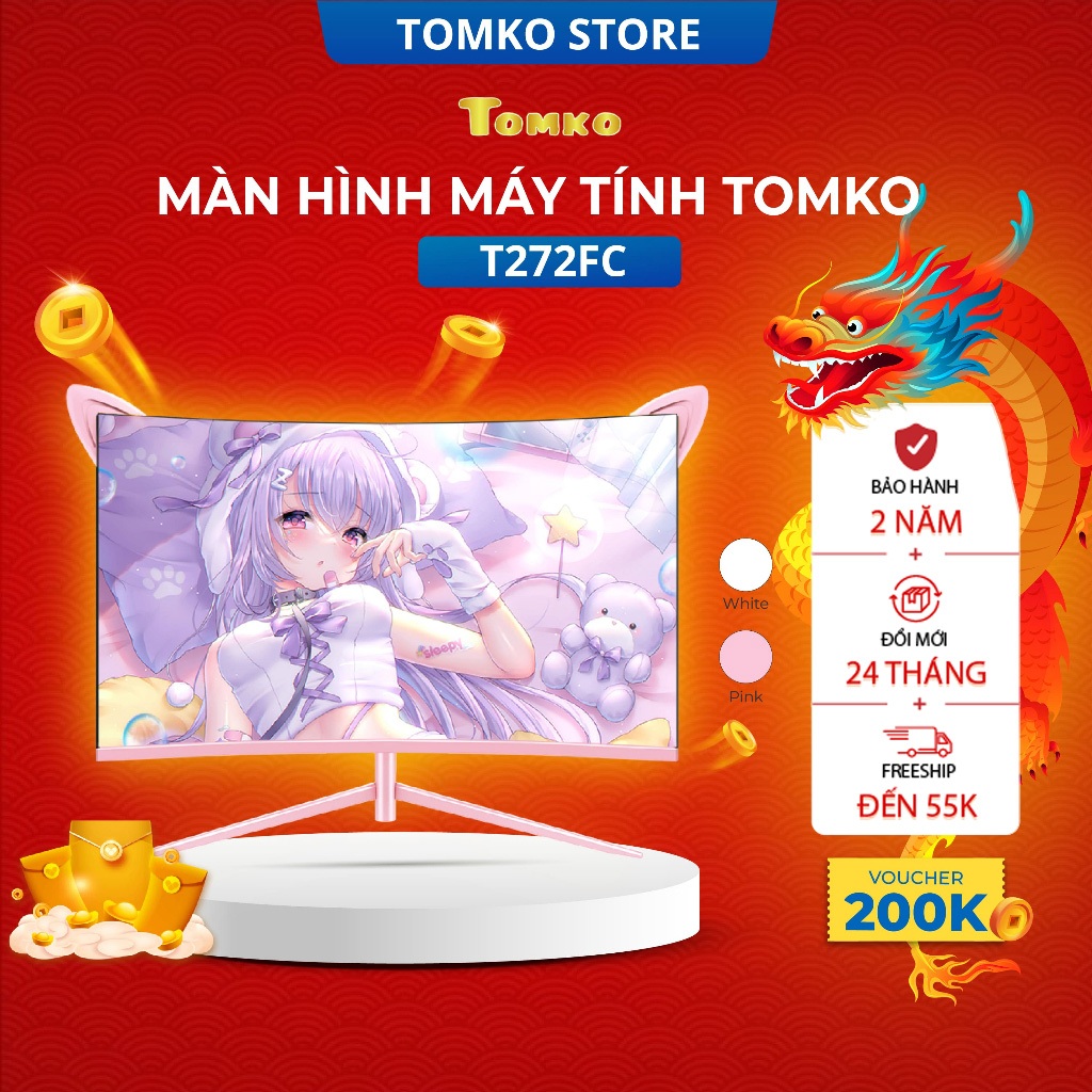  Màn hình máy tính cong Full Viền - 27 inch 75Hz Tomko T272FC  Mới 100% chính hãng - TOMKO 