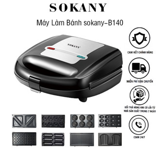 Máy làm bánh đa năng 8in1 bánh cuộn, bánh donut, bánh waffle, sandwich, chiên ép bánh mỳ Sokany B140