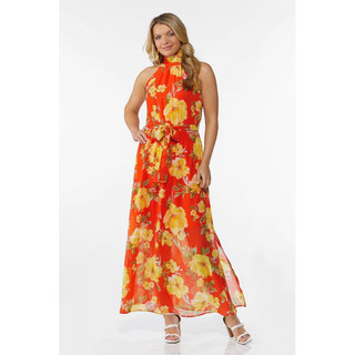 ĐẦM MAXI VOAN HOA CỔ YẾM xk (bigsize: L, XL)