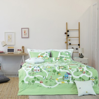 Bộ chăn ga gối Everon Happy Town EPC23048( Chất liệu Cotton, Họa tiết in trẻ em)