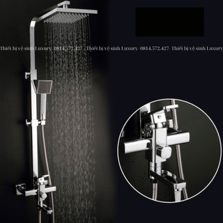 Sen cây, sen tắm đứng nóng lạnh dáng vuông củ đồng mạ crom/niken, bộ vòi sen tắm đứng
