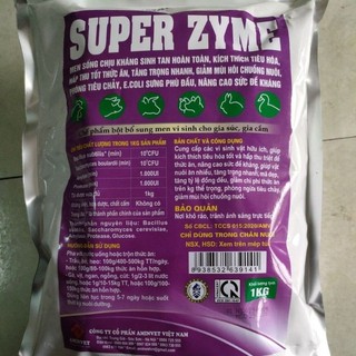 Men sống super zyme 1kg chịu KS giúp vật nuôi tiêu hoá tốt, ngừa tiêu chảy, nâng cao đề kháng