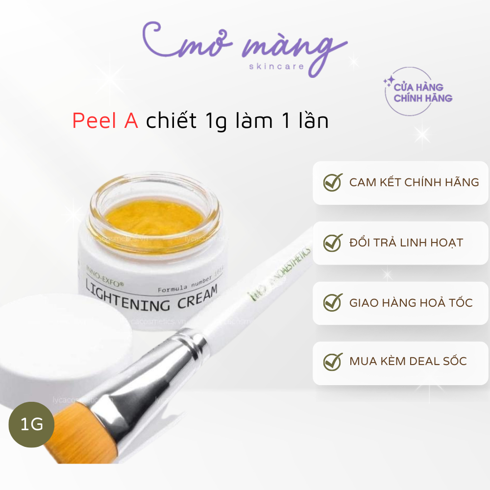 (chiết 1g làm 1 lần) Kem peel Vitamin A 5% Inno LIGHTENING Tái Tạo Đều Màu Da Giảm Thâm Mụn