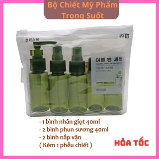 Bộ Chiết Mỹ Phẩm Du Lịch Mini 5 Món Cao Cấp Kèm Túi Zip Tiện Lợi