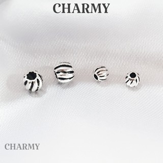 Charm bạc tròn xoắn gợn sóng C412, Bạc 925 - Charmy