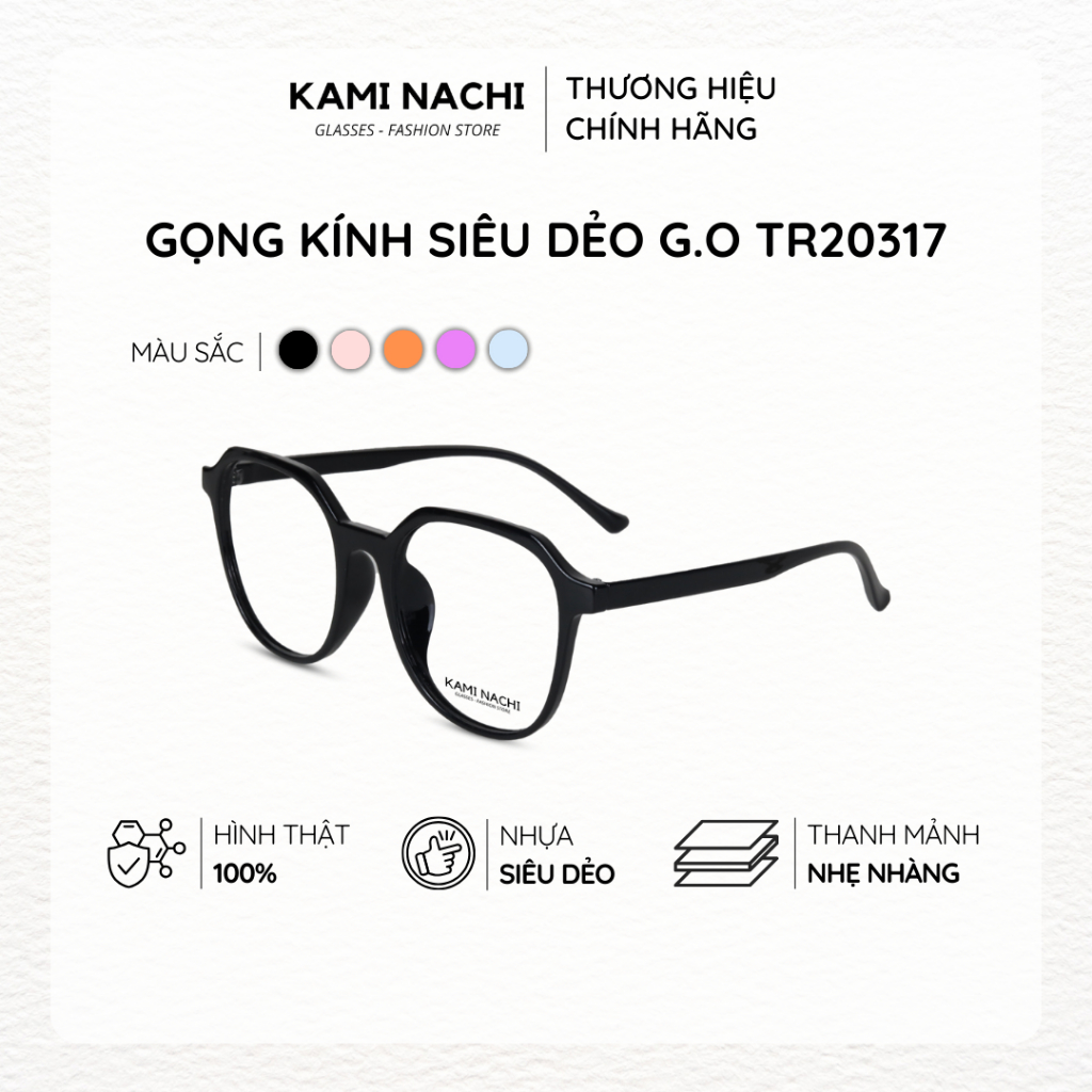 [COMBO Gọng + Tròng] Gọng kính siêu dẻo, nhiều màu, phong cách Hàn Quốc HOTTREND - Phiên bản G.O TR20317