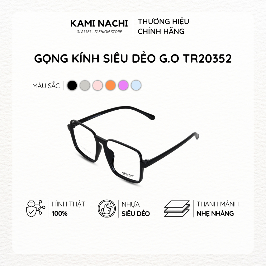 [COMBO Gọng + Tròng] Gọng kính siêu dẻo, nhiều màu, phong cách Hàn Quốc HOTTREND - Phiên bản G.O TR20352