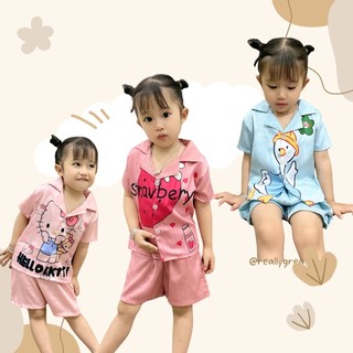 Set bộ ngủ pijama cộc đùi mẹ và bé , chất lụa xước mềm mát - Myna Pyjamas