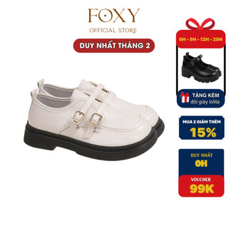 Giày lười da cao cấp, giày oxford nữ mũi tròn foxy đế cao 3cm - fox070