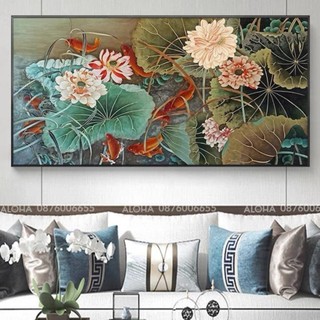 Tranh Treo Tường Canvas Hoa Sen Cao Cấp, Trang Trí Decor Phòng Khách